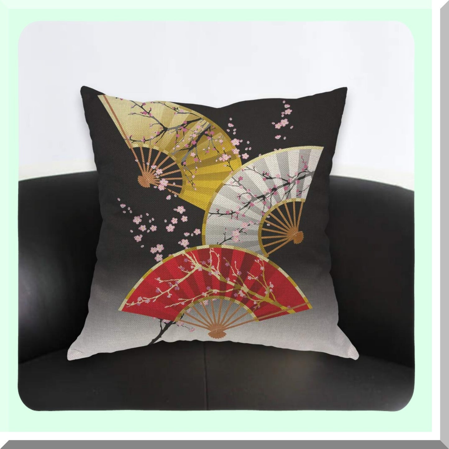 Cherry Blossom Branch Artistic Floral Pillow Cover - Asian Culture Decorative Cushion Case for Home Couch Bed - Elegant 18x18 Inch Throw Pillow for Men Women Boys Girls