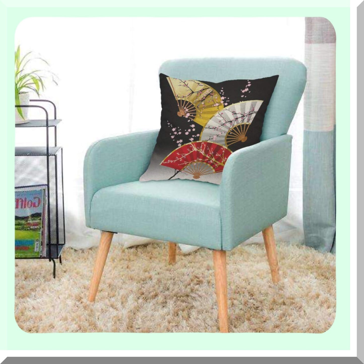 Cherry Blossom Branch Artistic Floral Pillow Cover - Asian Culture Decorative Cushion Case for Home Couch Bed - Elegant 18x18 Inch Throw Pillow for Men Women Boys Girls