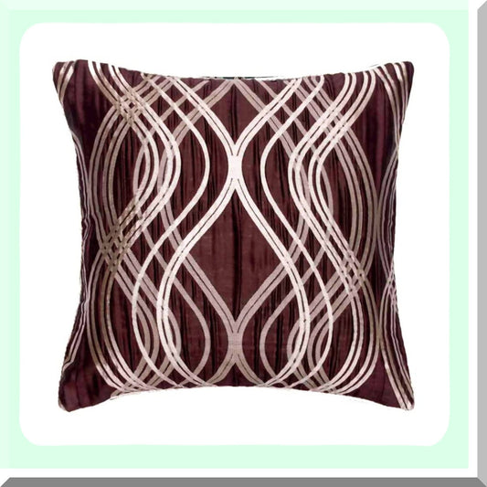 Silk Jacquard Brown Throw Pillow Covers - Striped Contemporary Chain Sling - 16"x16" (40x40 cm) - Couch Decor - Home Accent - Decorative Cushion Cover