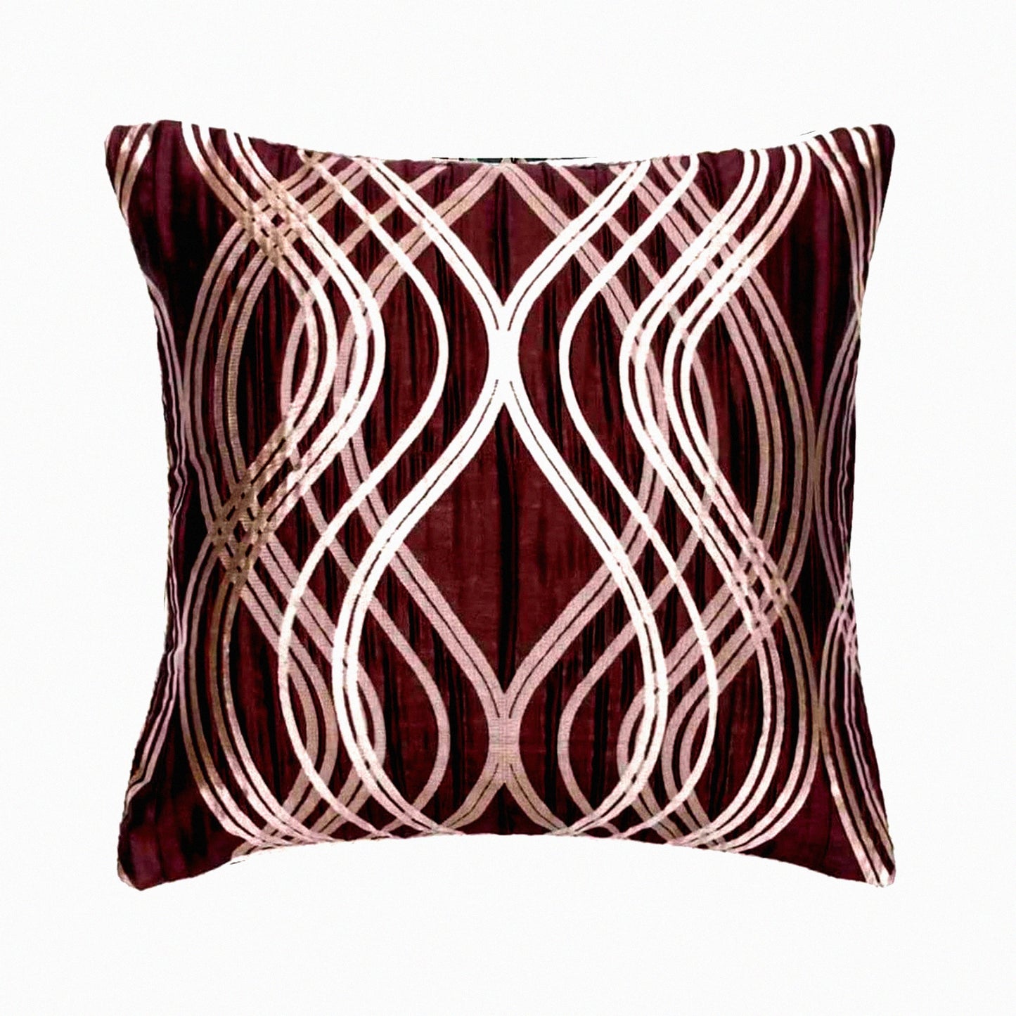 Silk Jacquard Brown Throw Pillow Covers - Striped Contemporary Chain Sling - 16"x16" (40x40 cm) - Couch Decor - Home Accent - Decorative Cushion Cover