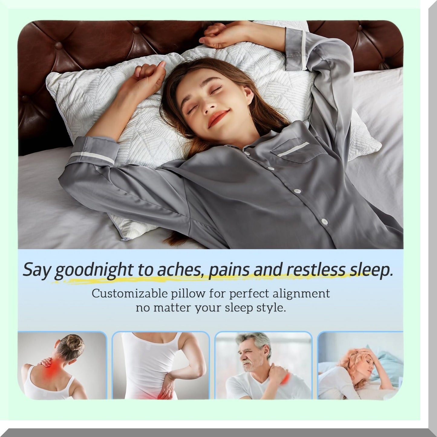 Cooling Comfort Memory Foam Pillow - Queen Size Bamboo Adjustable Bed Pillow for Hot Sleepers. Ideal for Back Pain, Neck & Side Sleepers. Cooling Gel Infused CertiPUR-US Foam.