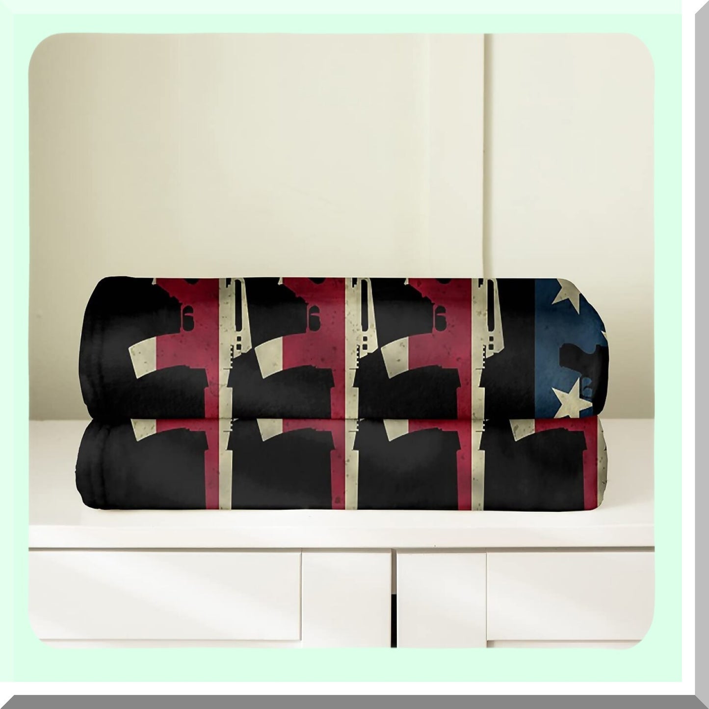 PatriotGuard Vintage Soldier Fleece Blanket - Twin 60x80, USA Flag, Retro Army Weapons, Stars and Stripes Theme