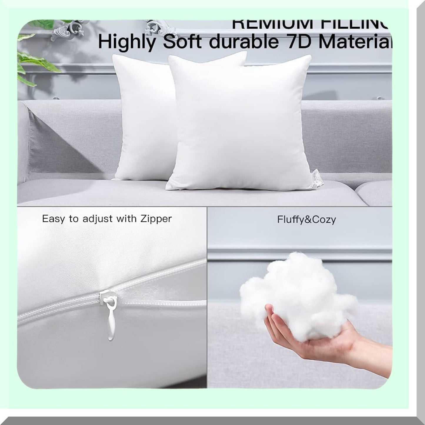 Premium Comfort Set - 18x18 Inch Square Pillow Inserts (Set of 4) for Sofa, Bed, and Couch - White Cushion Stuffer for Interior Decor