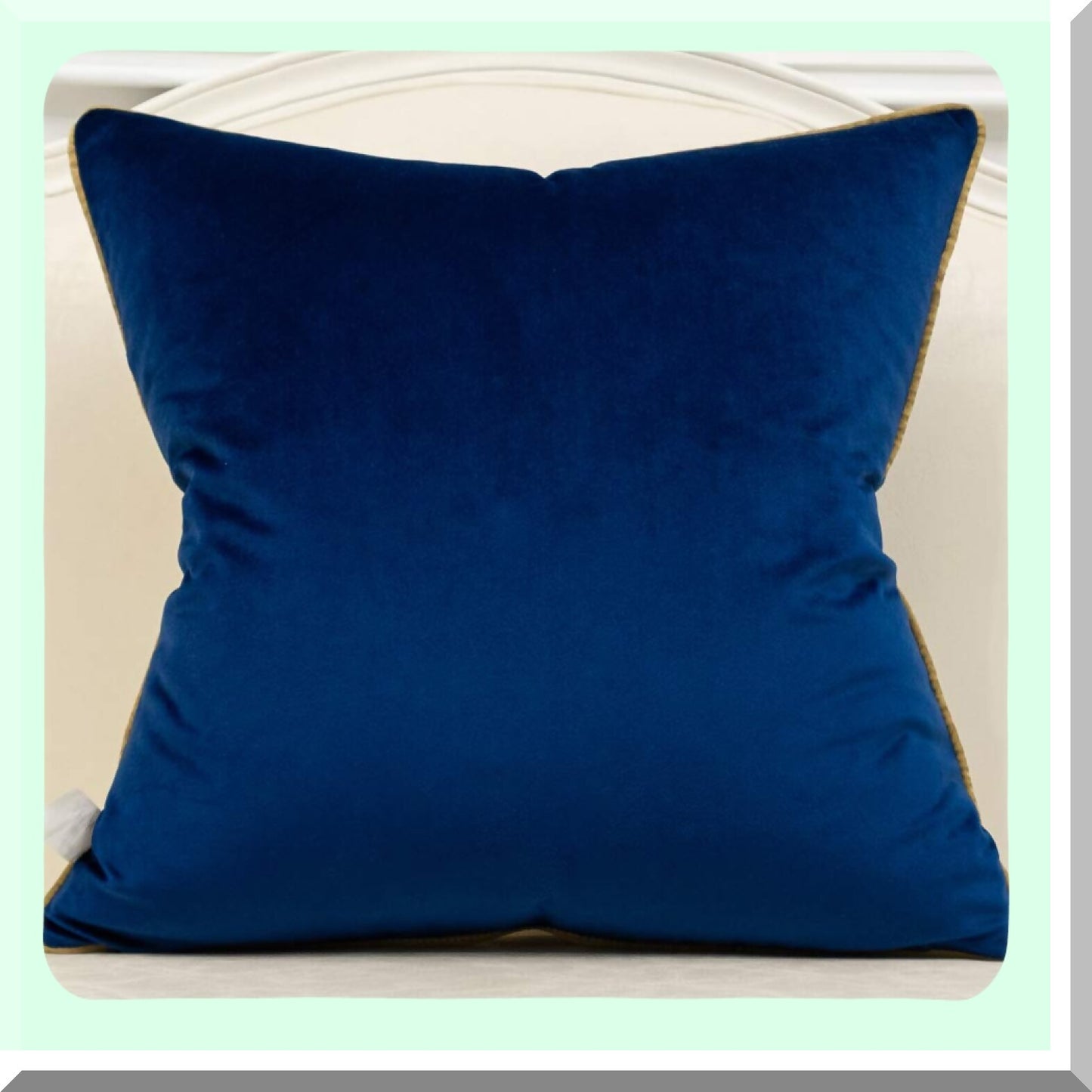 Luxury Modern Navy Blue Gold Striped Velvet Cushion Cover - Decorative Throw Pillow for Living Room, Bedroom, Car - 22 x 22 Inches