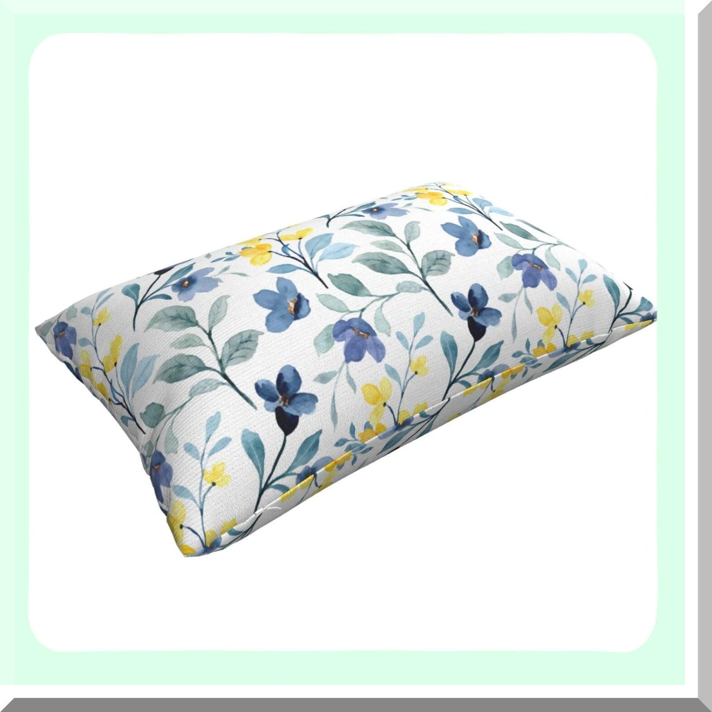 Vintage Floral Lumbar Pillow Covers Set of 2 - Yellow Blue Leaves Farmhouse Decor Throw Pillow Cases - Watercolor Plants Outdoor Cushion Covers for Couch Sofa Home Decor