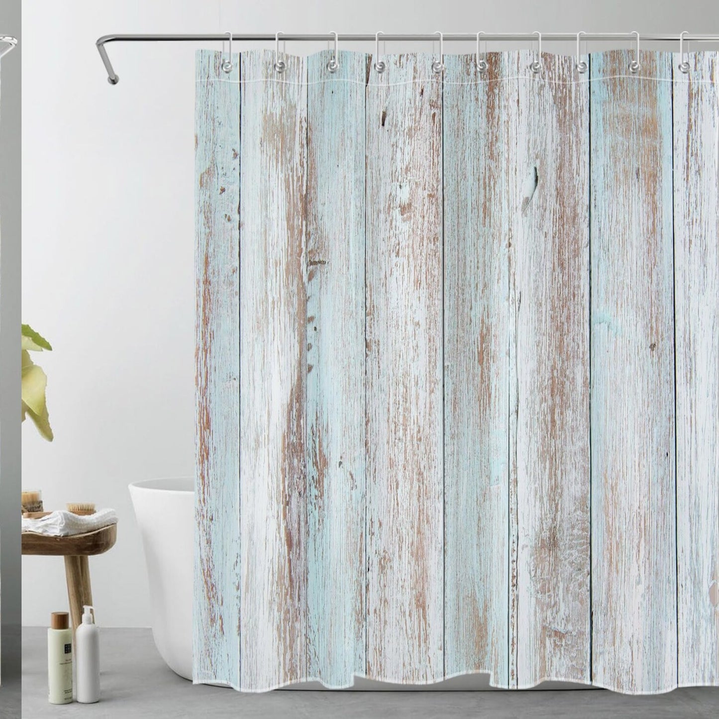 Vintage Wood Barn Shower Curtain 72x60 Inch with Hooks