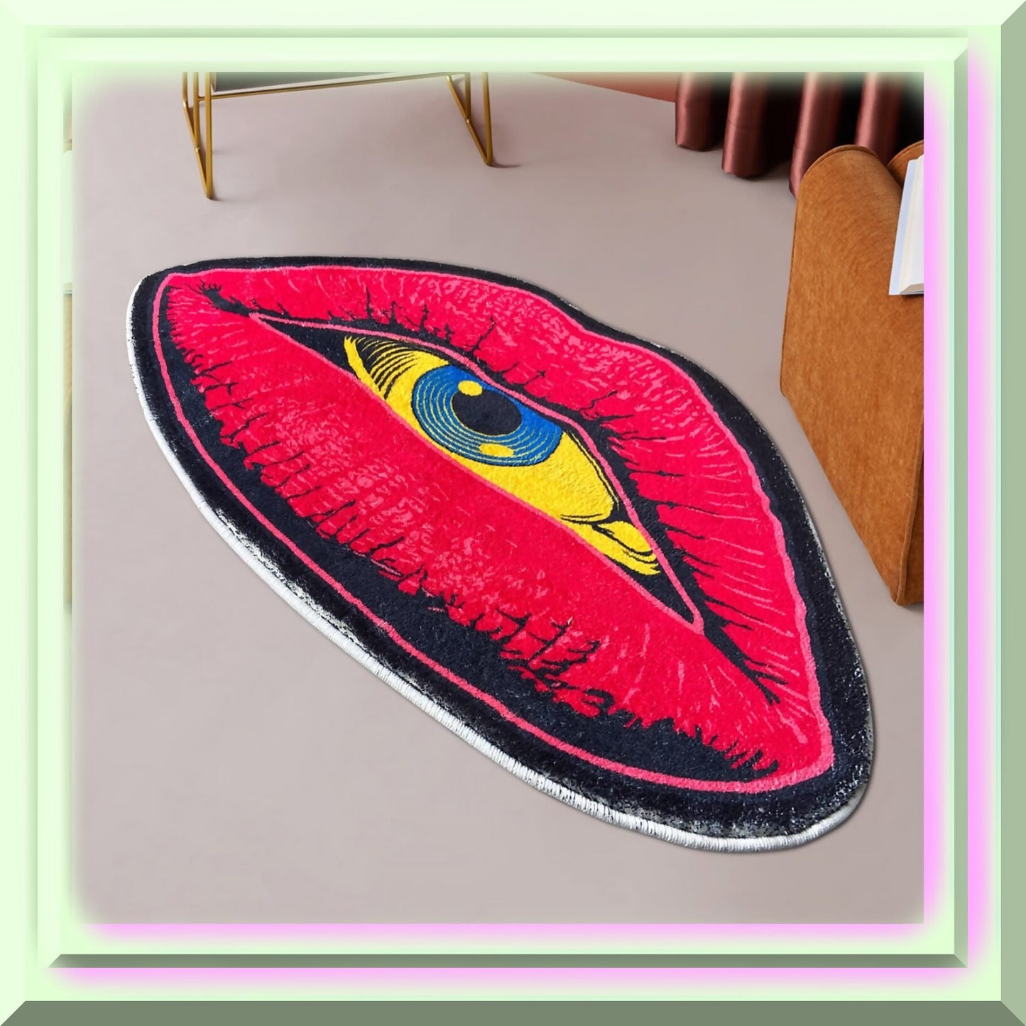 Red Lip Devil Plush Rug 31.5x19.5