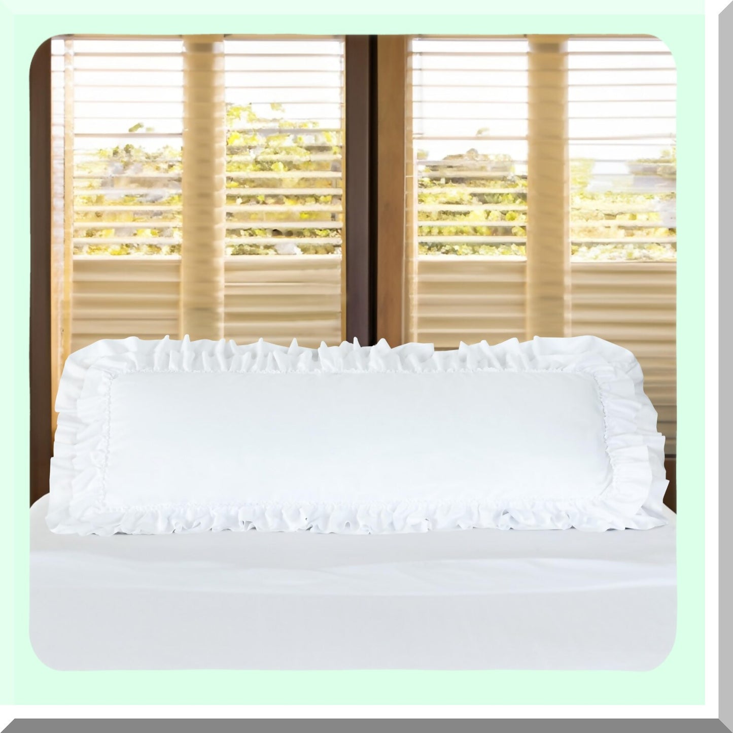 Ruffle Chic Body Pillow Cover - French Country Decor, Victorian Style Long Pillowcase for Sleeping, Reading, Pregnancy - 20"X54" - Boho Frilly Design