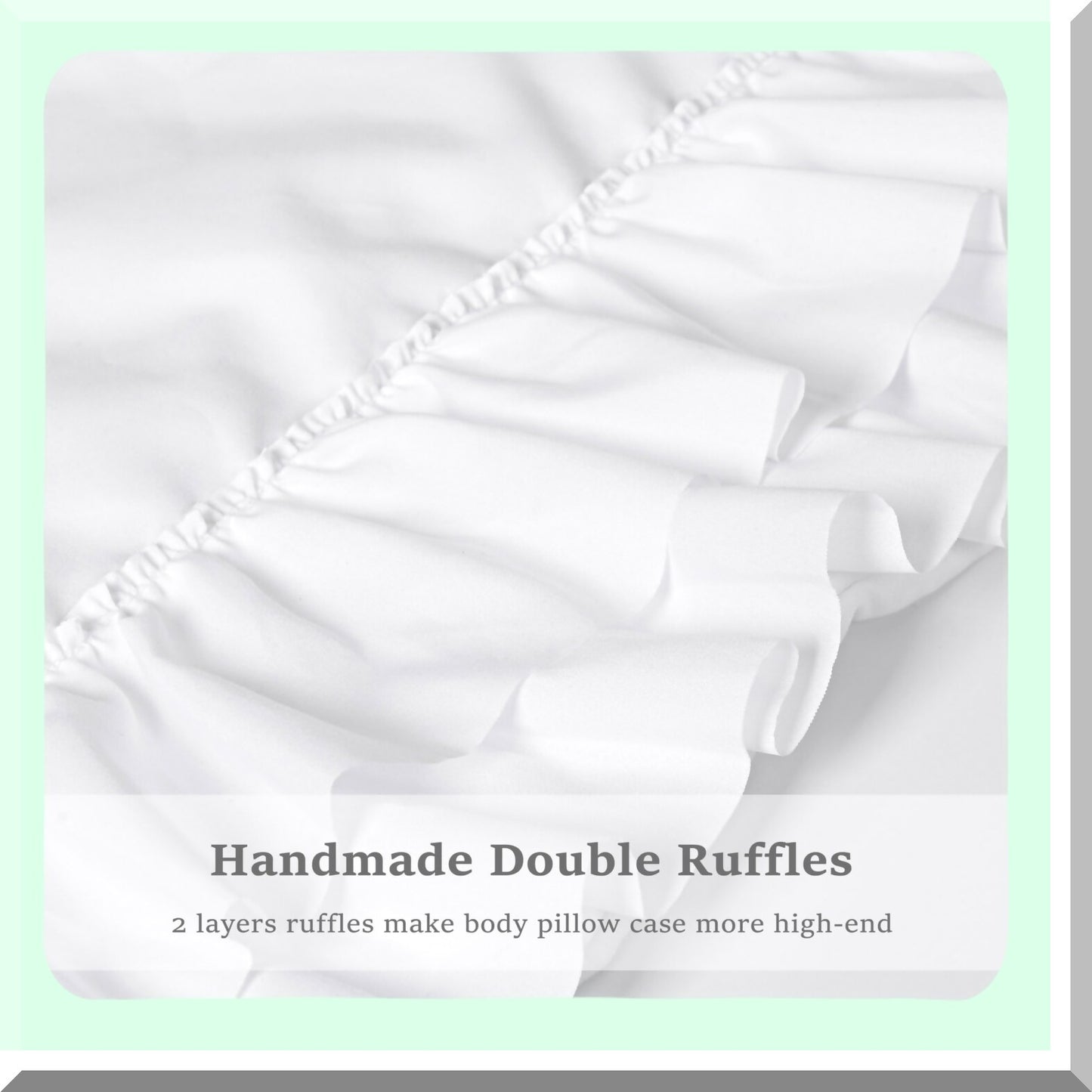 Ruffle Chic Body Pillow Cover - French Country Decor, Victorian Style Long Pillowcase for Sleeping, Reading, Pregnancy - 20"X54" - Boho Frilly Design