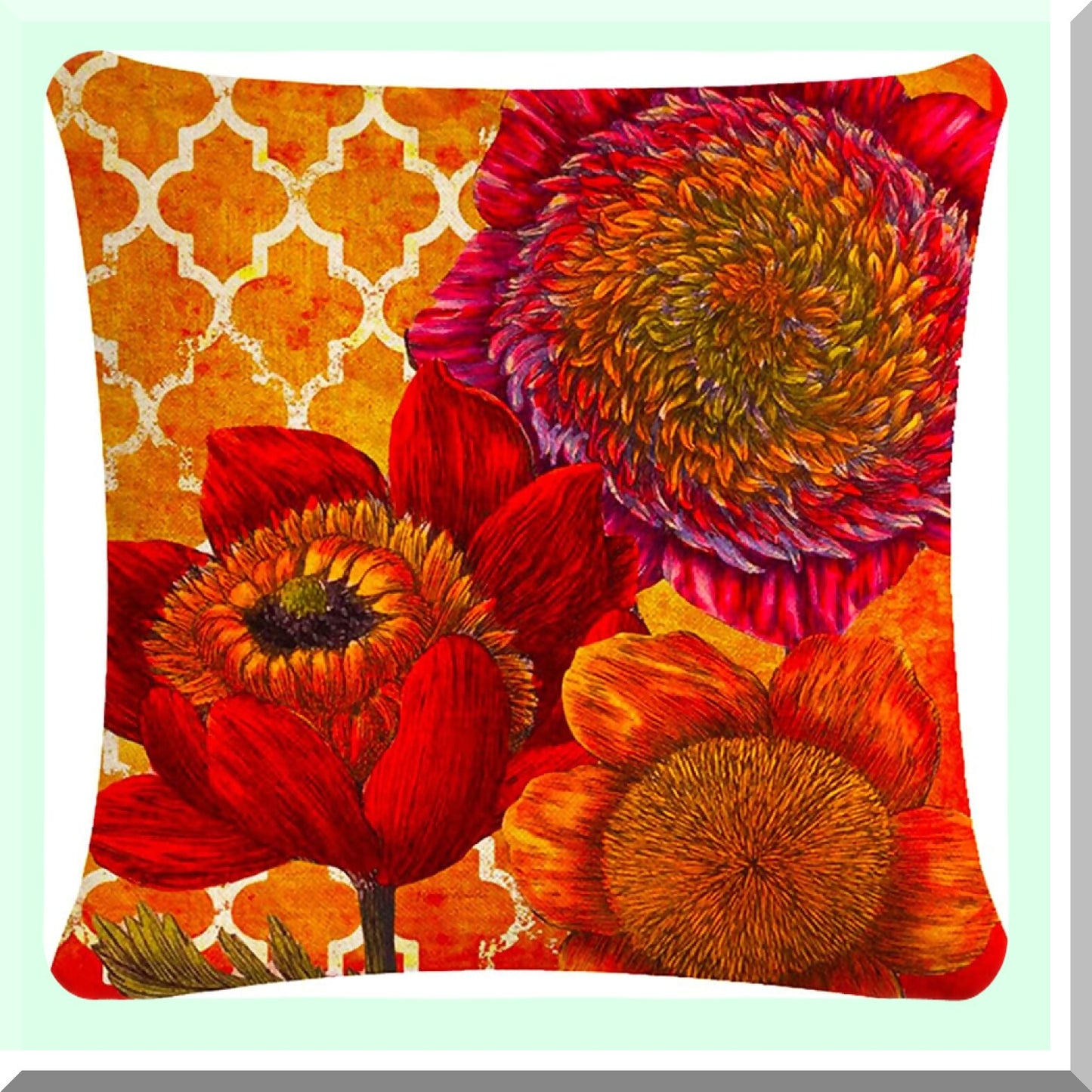 Sunflower Square Cushion Covers Set - Decorative Soft Throw Pillow Cases for Chair, Indoor Home Decor - 18 x 18 inches, Pack of 4
