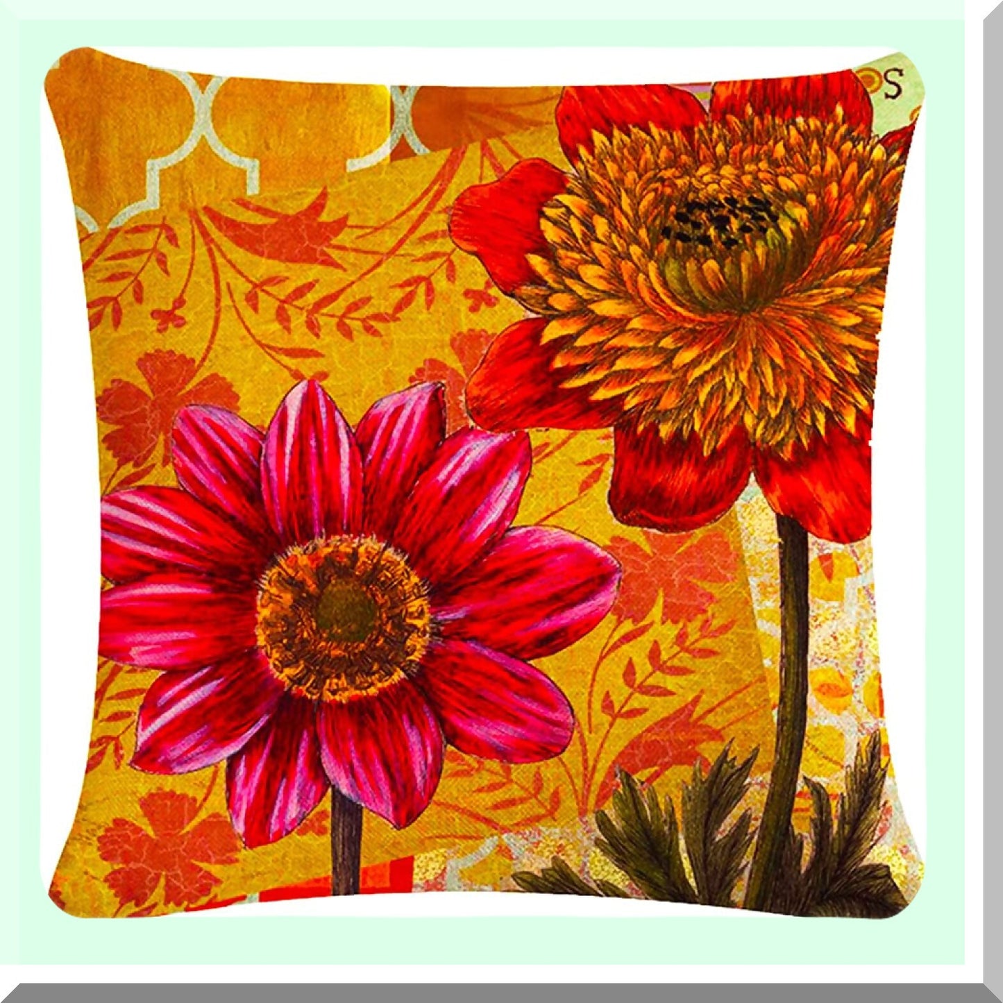Sunflower Square Cushion Covers Set - Decorative Soft Throw Pillow Cases for Chair, Indoor Home Decor - 18 x 18 inches, Pack of 4