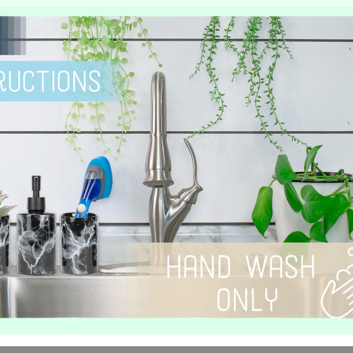 Marbled Black and White 4.5 Inch Ceramic Bathroom Set