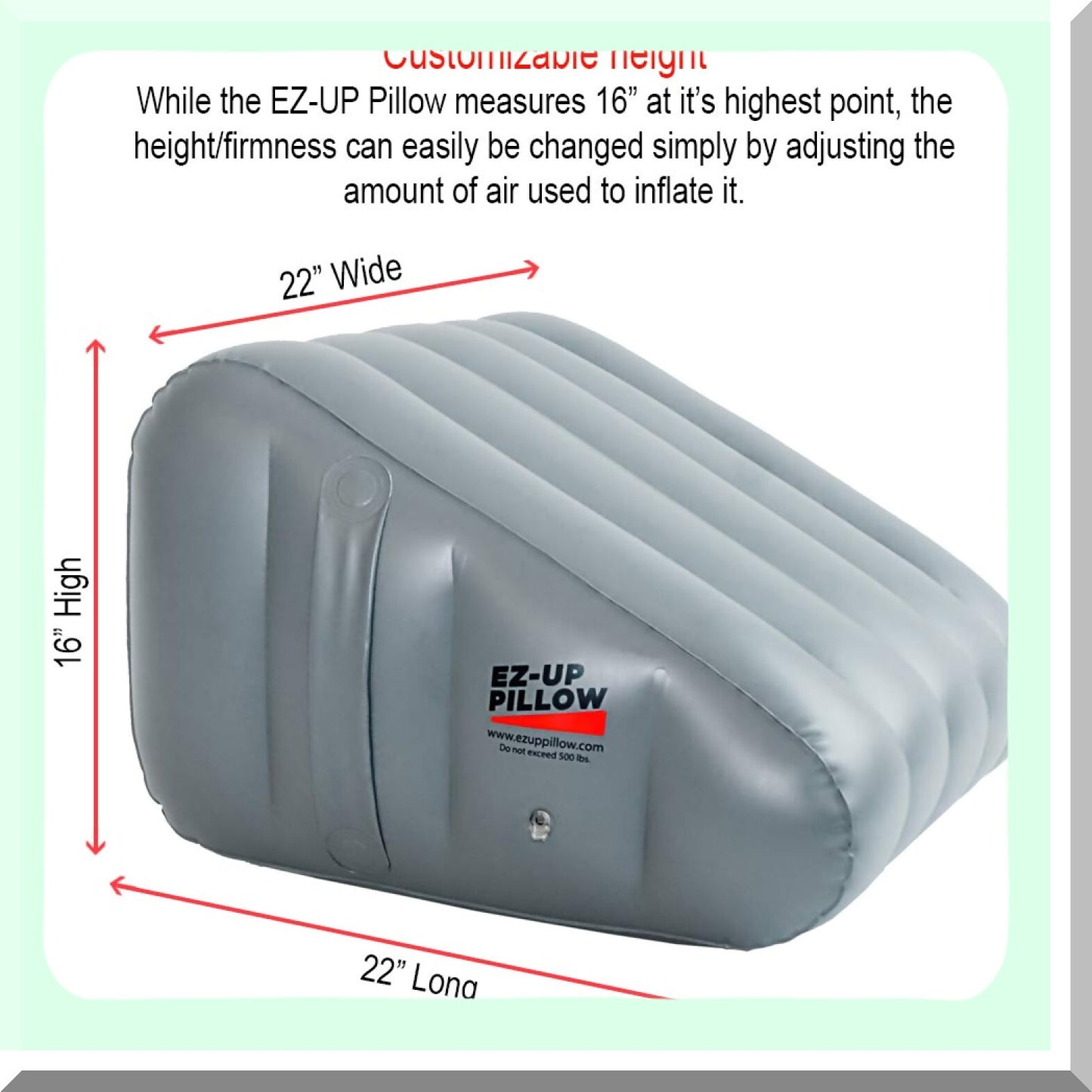 ElevateEase Leg Wedge Pillow - Inflatable Support for Back, Hip, and Leg Pain Relief. EZ Up Pillow for Post-Surgery Recovery and Chronic Conditions.