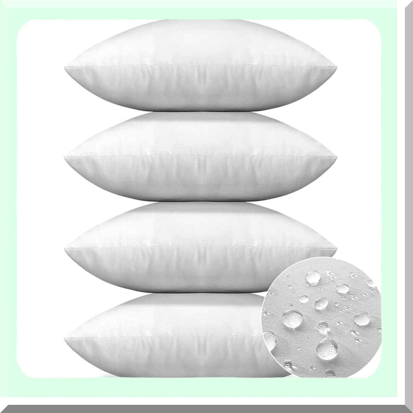 WaterGuard Outdoor Pillow Inserts - Set of 4, Waterproof Cushion Stuffers 18x18 Inch, Water Resistant Square Form for Garden, Bench, Patio Decor - White