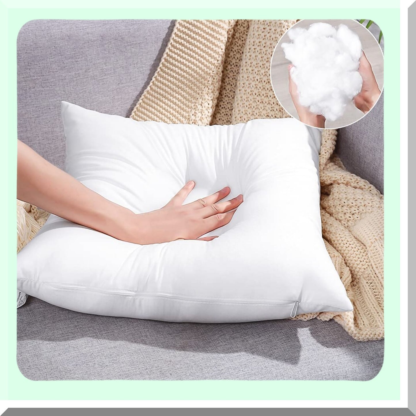 WaterGuard Outdoor Pillow Inserts - Set of 4, Waterproof Cushion Stuffers 18x18 Inch, Water Resistant Square Form for Garden, Bench, Patio Decor - White