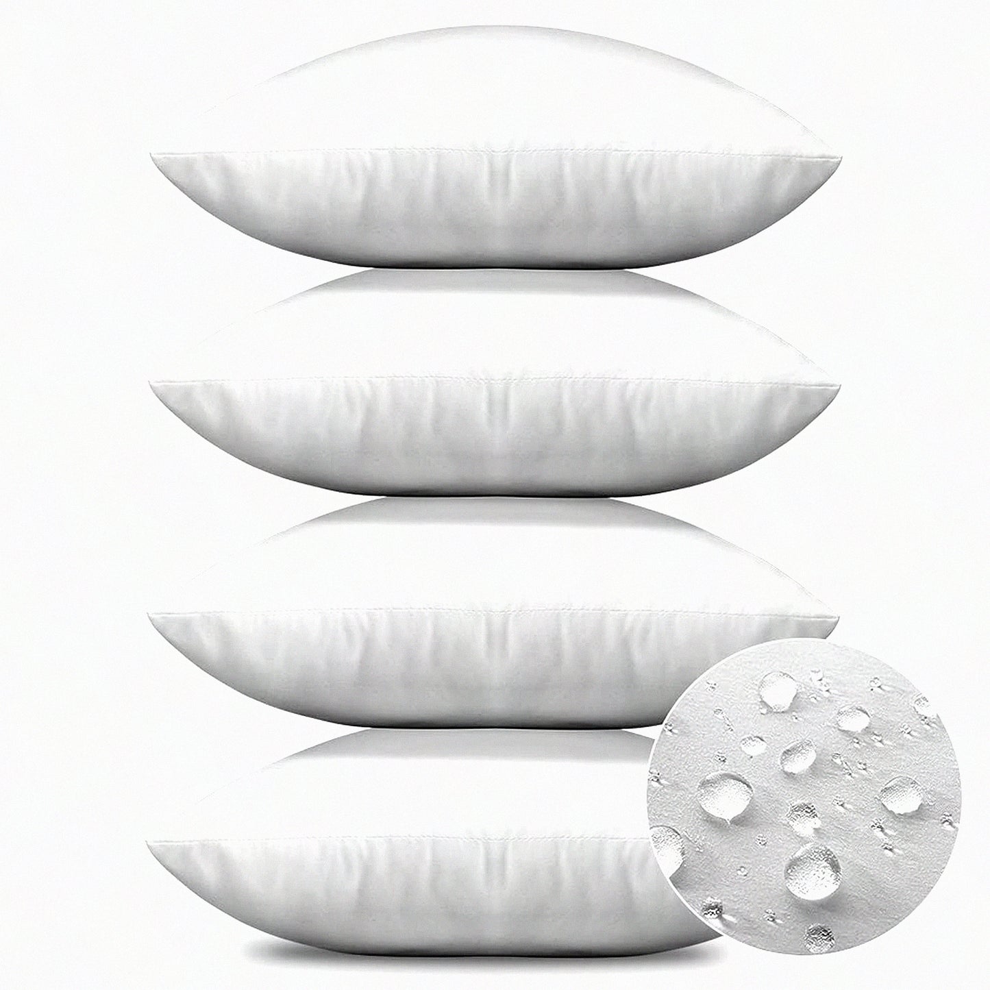 WaterGuard Outdoor Pillow Inserts - Set of 4, Waterproof Cushion Stuffers 18x18 Inch, Water Resistant Square Form for Garden, Bench, Patio Decor - White