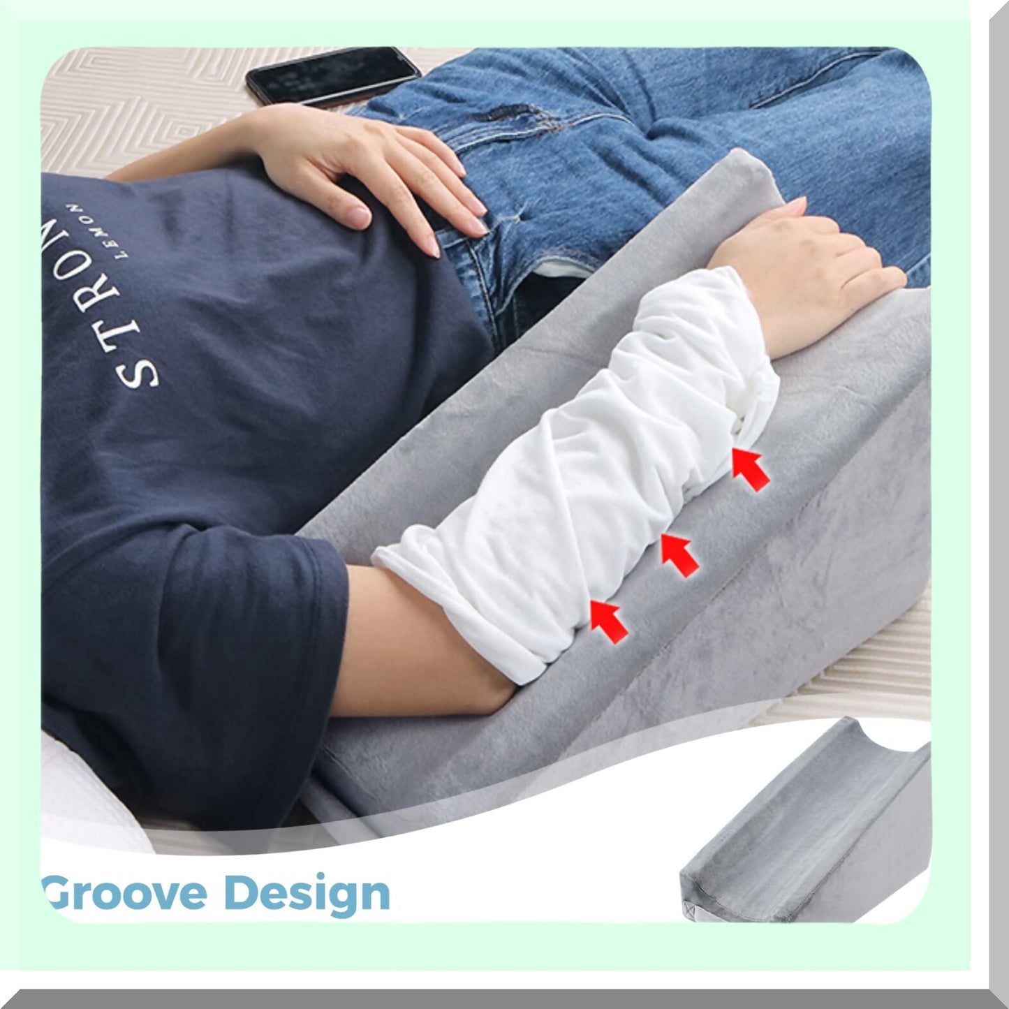 ErgoArm Elevate Pillow - Premium Arm Support Wedge for Bed Sores & Sleeping Recovery - High Density Foam with Detachable Cover - Comfortable Arm Rest