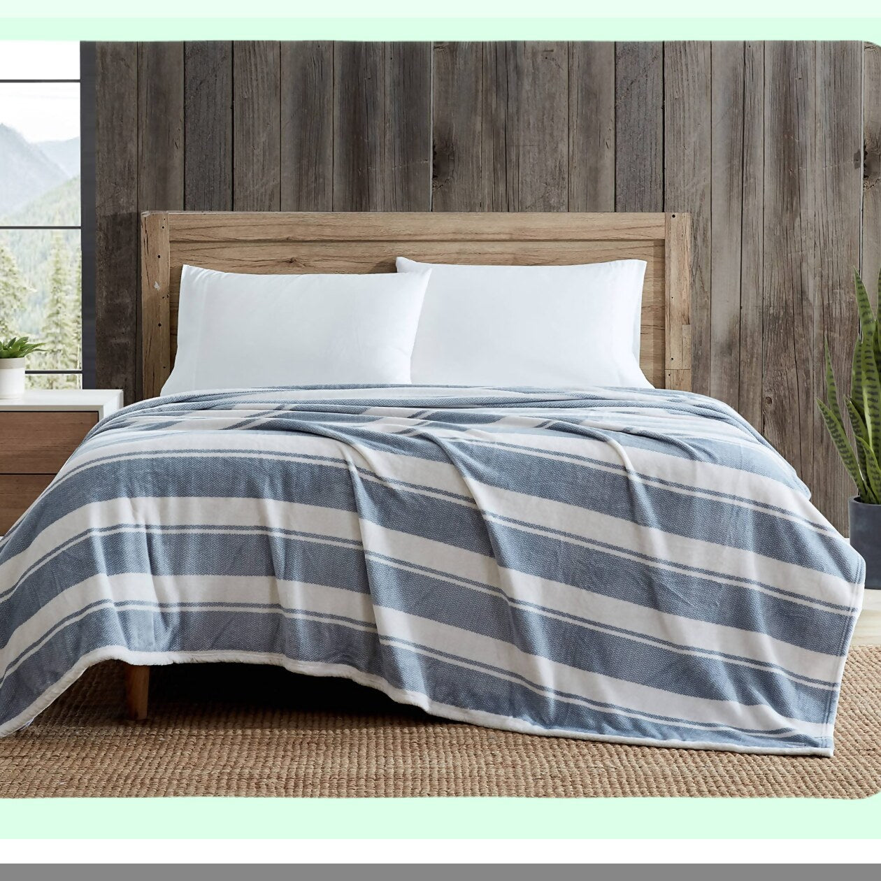 UltraSoft All-Season Queen Blanket - Lightweight Plush Bedding with Stones Throw Stripe Design