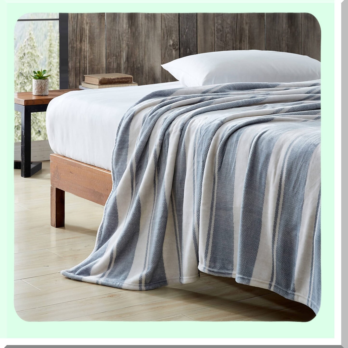 UltraSoft All-Season Queen Blanket - Lightweight Plush Bedding with Stones Throw Stripe Design