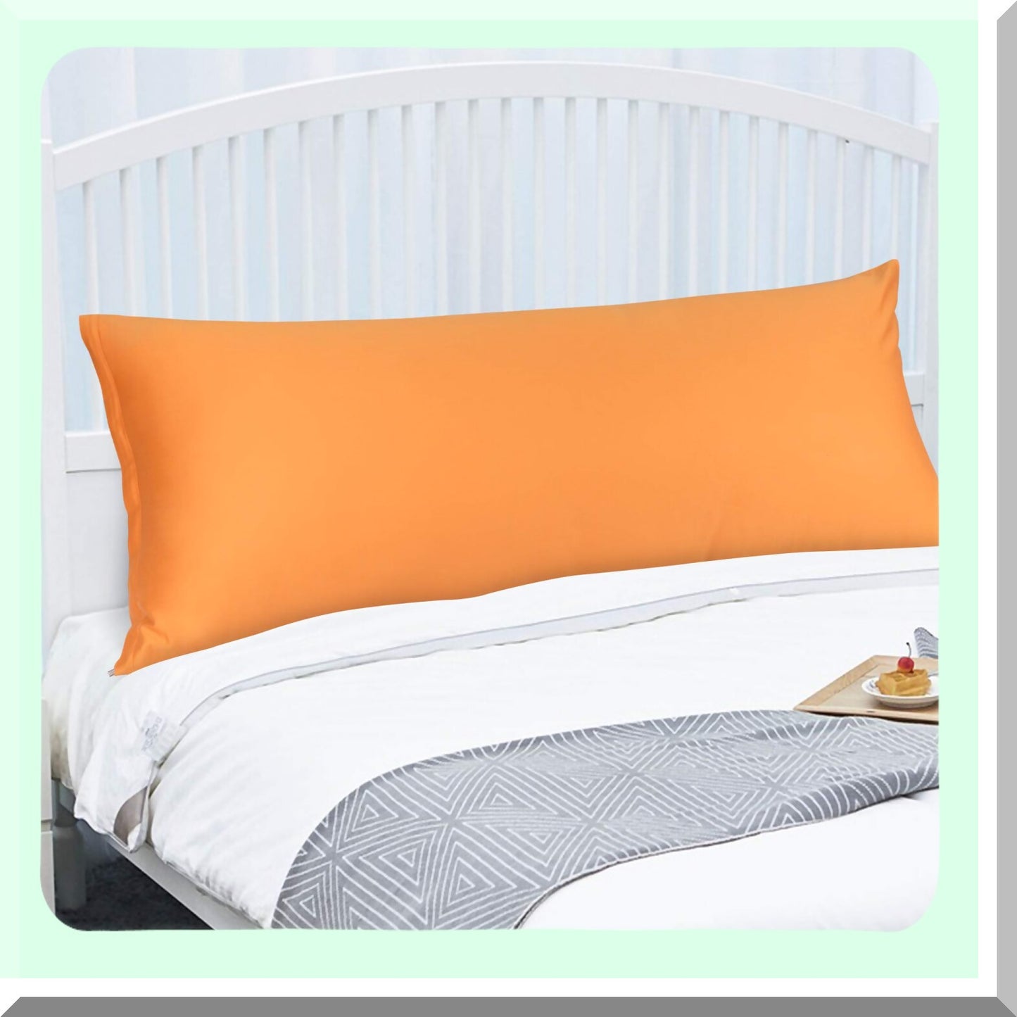 Orange Bliss Cotton Body Pillowcase - 300 Thread Count, 20 x 48 with Zipper Closure - Soft and Luxurious Pillow Cover for Body Pillows