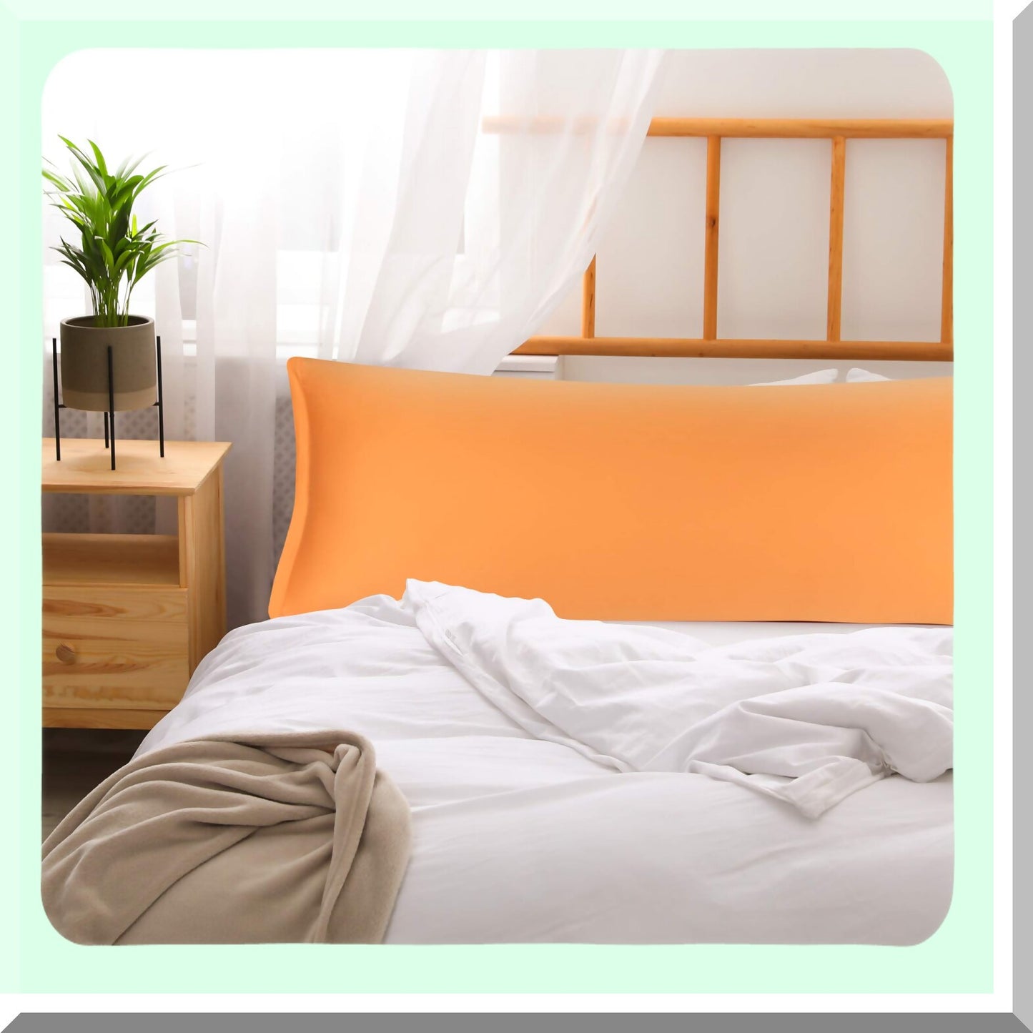 Orange Bliss Cotton Body Pillowcase - 300 Thread Count, 20 x 48 with Zipper Closure - Soft and Luxurious Pillow Cover for Body Pillows