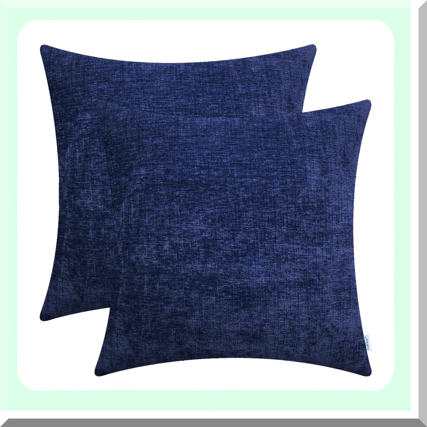 Navy Blue Chenille Cozy Throw Pillow Covers - Set of 2 | Soft Sofa Home Decoration Cases 18x18 Inches | Solid Dyed Cushion Covers for Couch