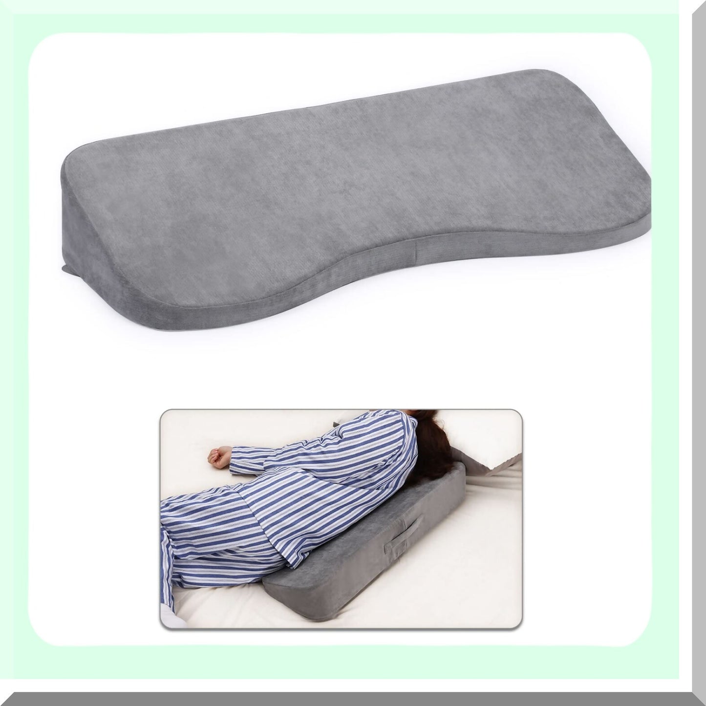 HealEase Curved Wedge Pillow - Side Sleeping Support for Bedridden Patients - Prevent Bed Sores and Aid Healing - Non-Slip Base - Post-Surgery Comfort