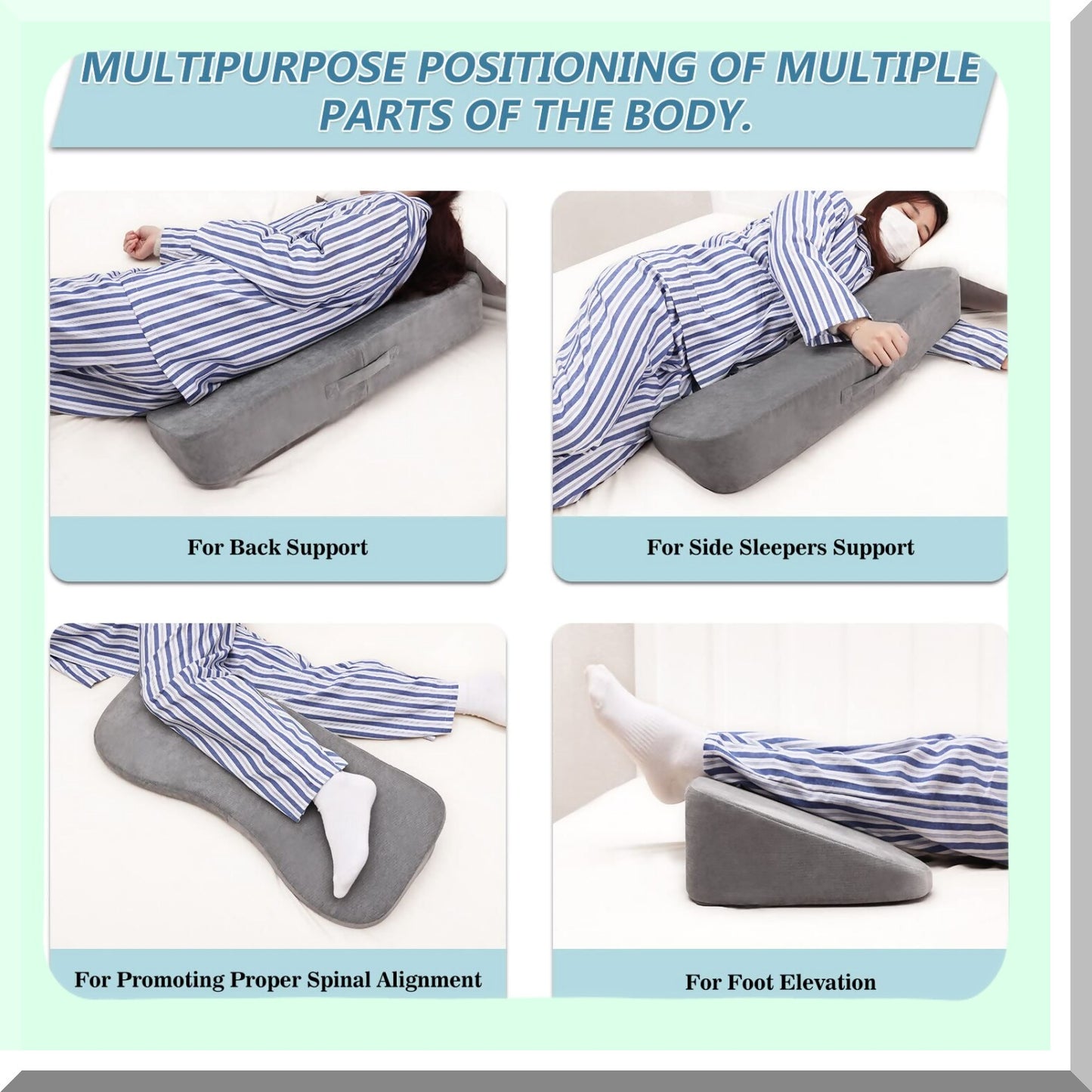 HealEase Curved Wedge Pillow - Side Sleeping Support for Bedridden Patients - Prevent Bed Sores and Aid Healing - Non-Slip Base - Post-Surgery Comfort