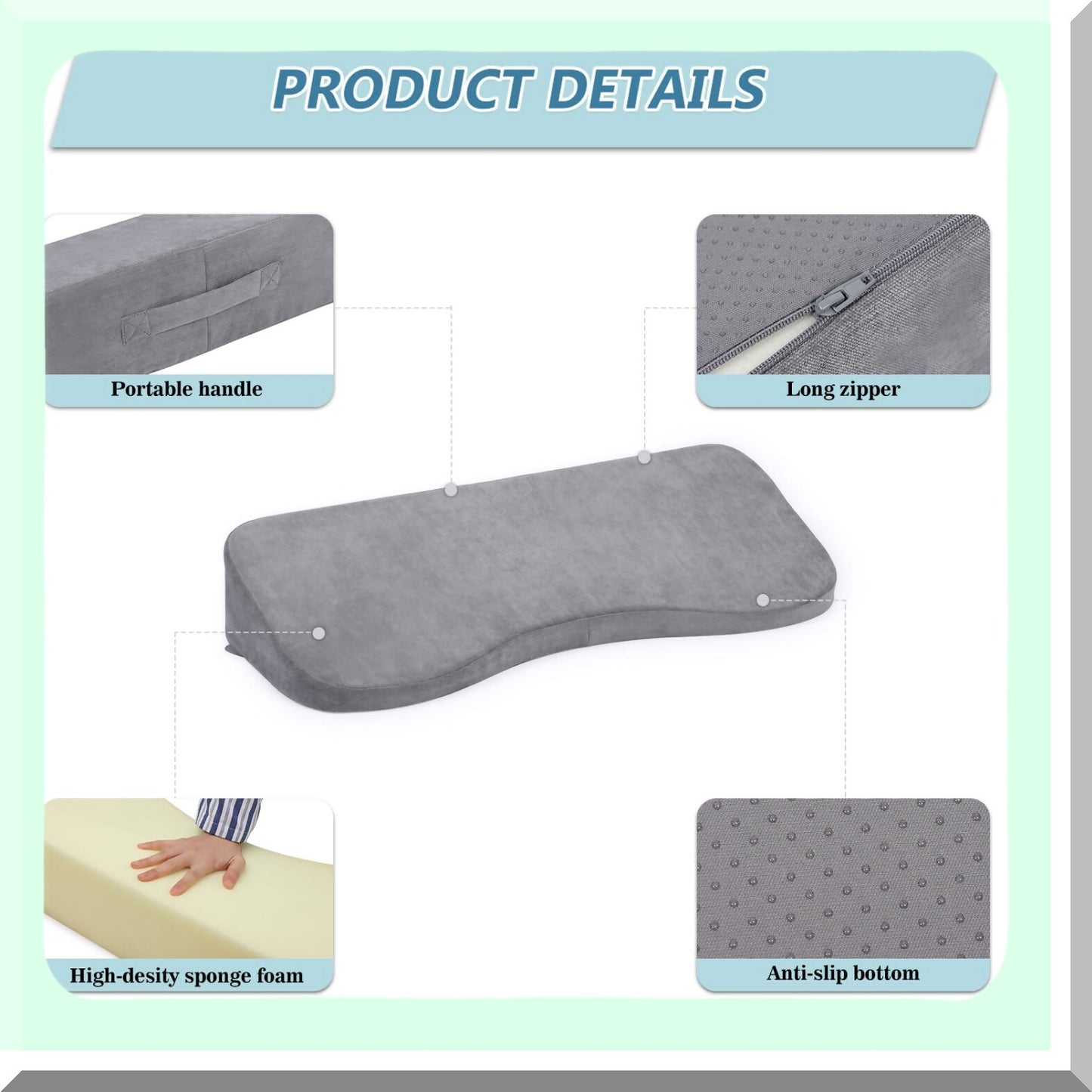 HealEase Curved Wedge Pillow - Side Sleeping Support for Bedridden Patients - Prevent Bed Sores and Aid Healing - Non-Slip Base - Post-Surgery Comfort
