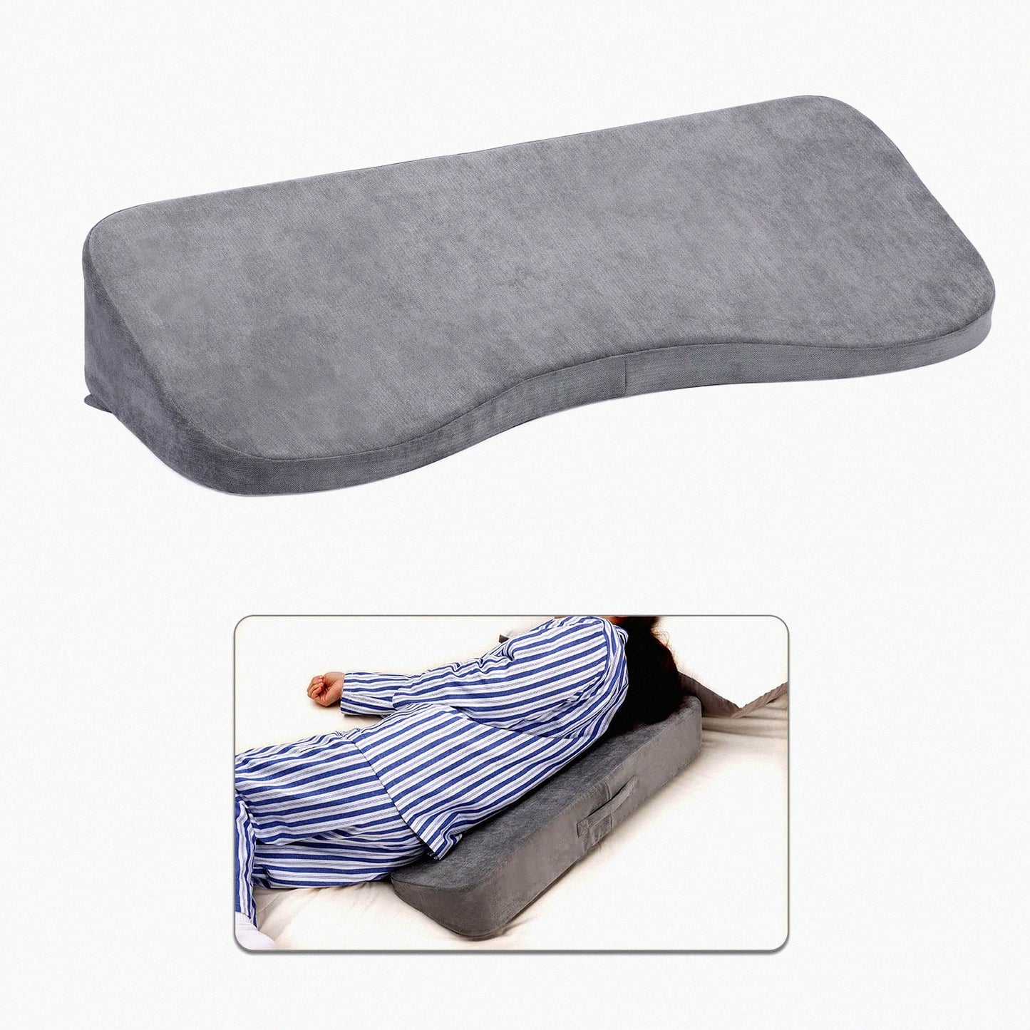 HealEase Curved Wedge Pillow - Side Sleeping Support for Bedridden Patients - Prevent Bed Sores and Aid Healing - Non-Slip Base - Post-Surgery Comfort