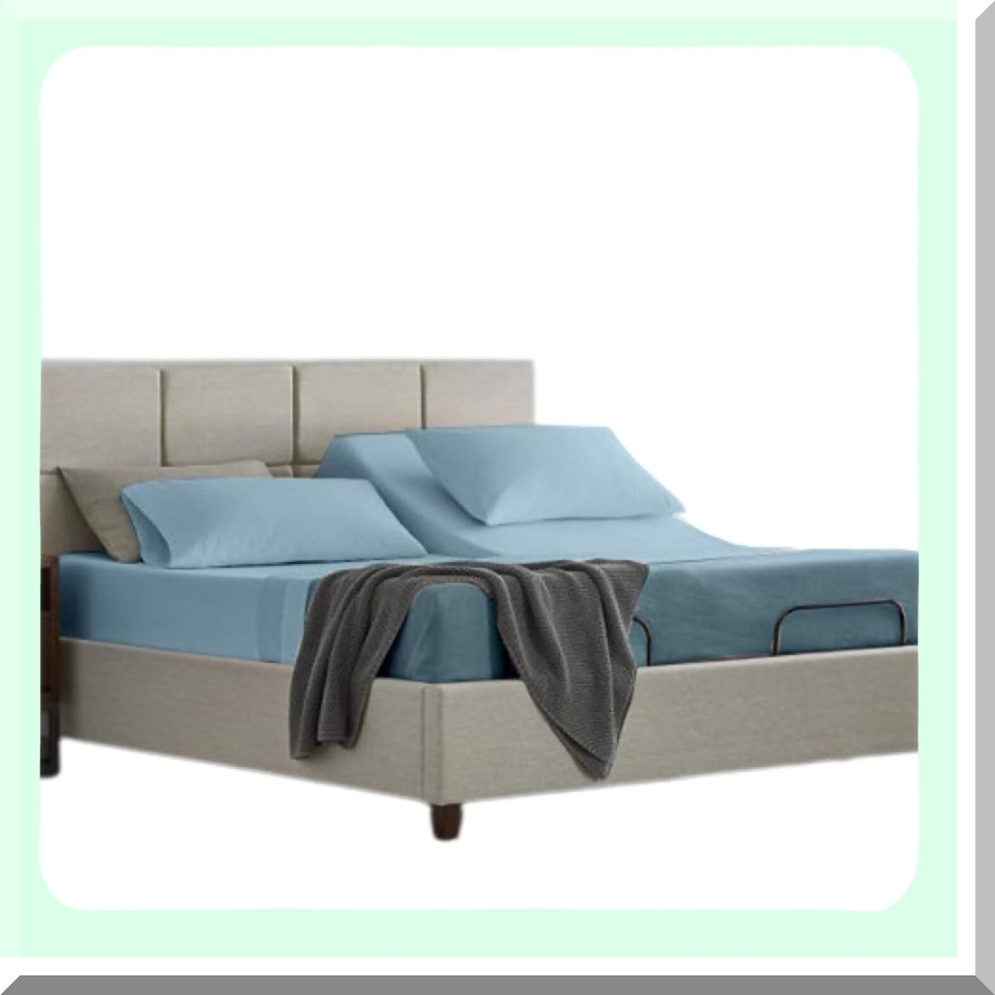 UltraSoft FlexTop Microfiber Sheets - Split Head 34" - 4PC Set - Deep Pocket - Light Blue - Sleep Number Bed Compatible - Luxurious Bedding