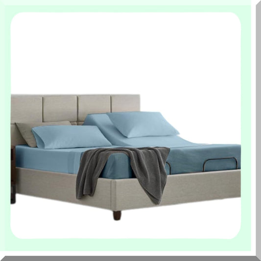 UltraSoft FlexTop Microfiber Sheets - Split Head 34" - 4PC Set - Deep Pocket - Light Blue - Sleep Number Bed Compatible - Luxurious Bedding