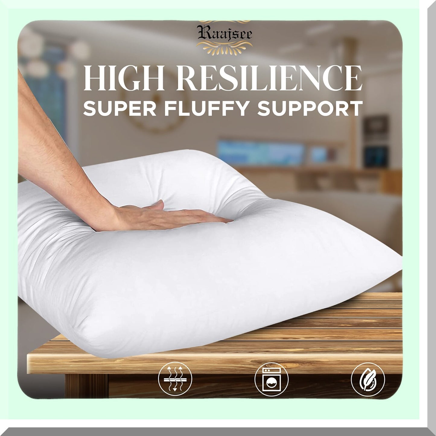 White Cotton Square Throw Pillow Inserts (Pack of 2) - 20x20 Inches - Decorative Cushion Stuffer for Bed, Couch, Sofa, Car - Soft Micro Fabric