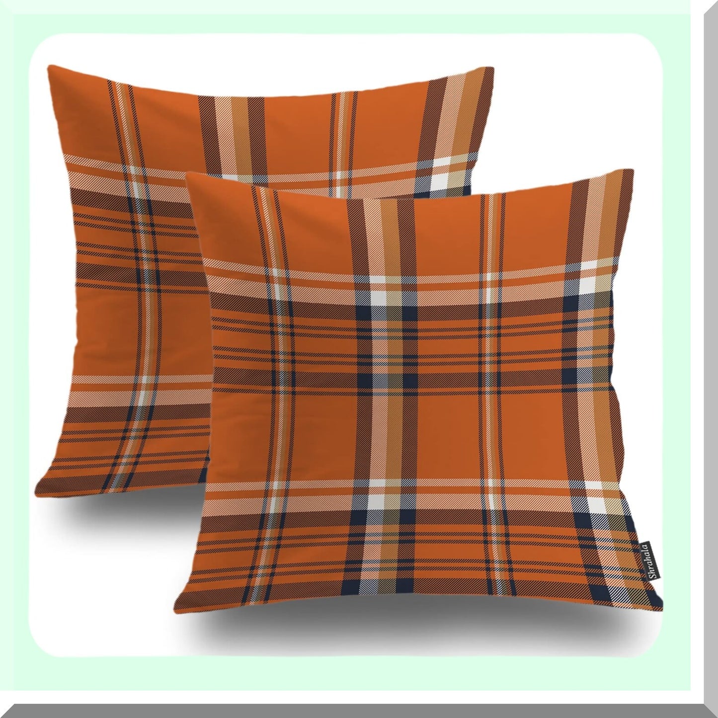 Plaid Buffalo Check Pillowcase Set - Double-Sided Decorative Throw Pillow Cover for Bedroom & Living Room - Red White Gingham Pattern - 22 x 22 in - Set of 2