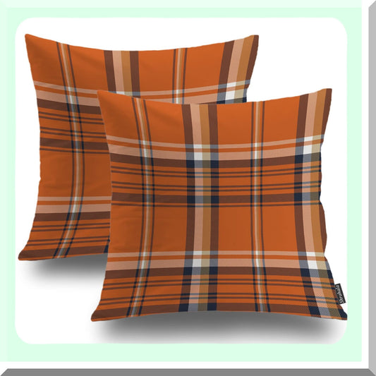 Plaid Buffalo Check Pillowcase Set - Double-Sided Decorative Throw Pillow Cover for Bedroom & Living Room - Red White Gingham Pattern - 22 x 22 in - Set of 2