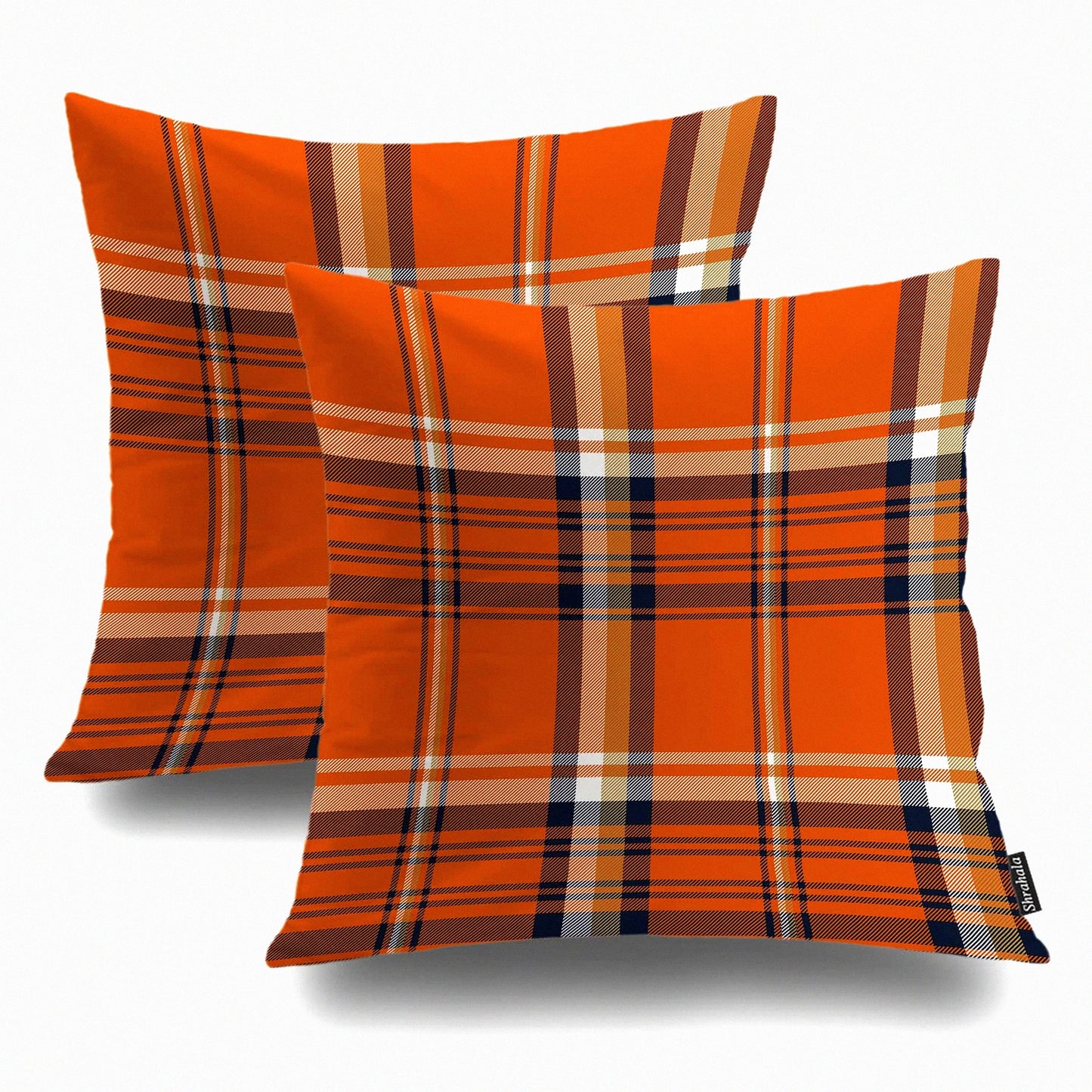 Plaid Buffalo Check Pillowcase Set - Double-Sided Decorative Throw Pillow Cover for Bedroom & Living Room - Red White Gingham Pattern - 22 x 22 in - Set of 2