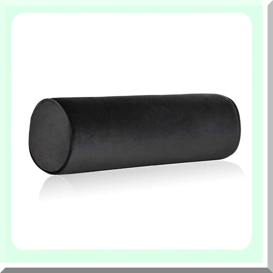 CoolComfort Memory Foam Support Pillow - Full Moon Bolster for Side and Back Sleepers - Removable Cooling Cover - 18" x 6" Black Cylinder