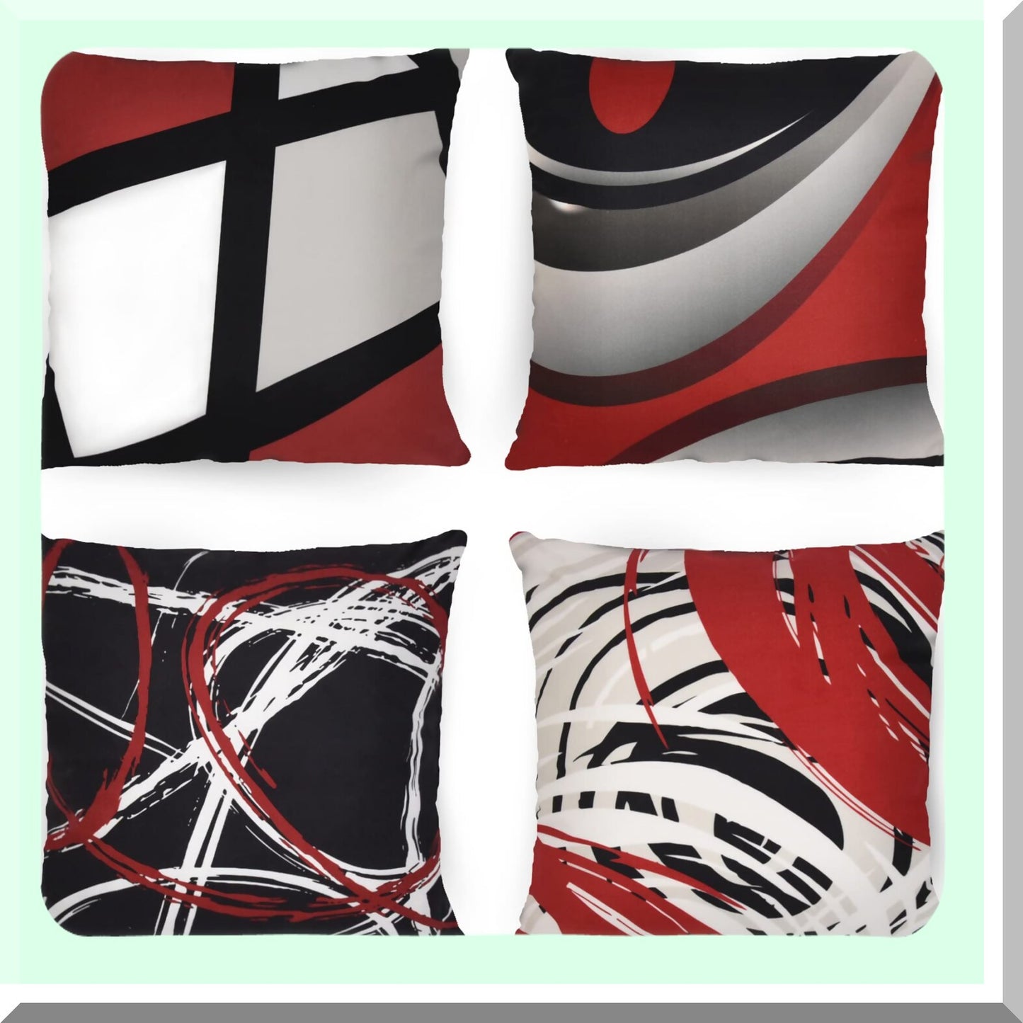 Geometric Gray Accent Pillow Set - Modern Abstract White Decorative Throw Pillow Covers 18x18 inch Square - Farmhouse Living Room Sofa Couch Outdoor