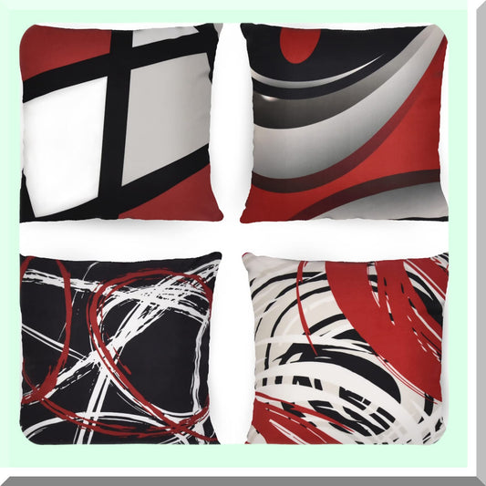 Geometric Gray Accent Pillow Set - Modern Abstract White Decorative Throw Pillow Covers 18x18 inch Square - Farmhouse Living Room Sofa Couch Outdoor