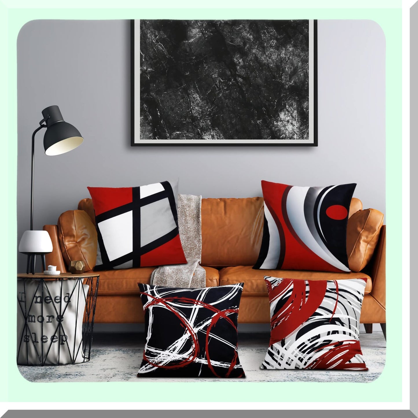 Geometric Gray Accent Pillow Set - Modern Abstract White Decorative Throw Pillow Covers 18x18 inch Square - Farmhouse Living Room Sofa Couch Outdoor