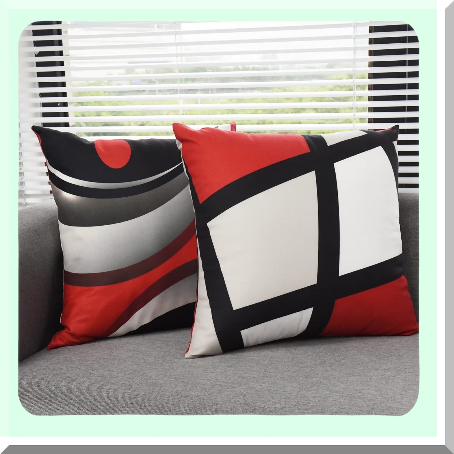 Geometric Gray Accent Pillow Set - Modern Abstract White Decorative Throw Pillow Covers 18x18 inch Square - Farmhouse Living Room Sofa Couch Outdoor