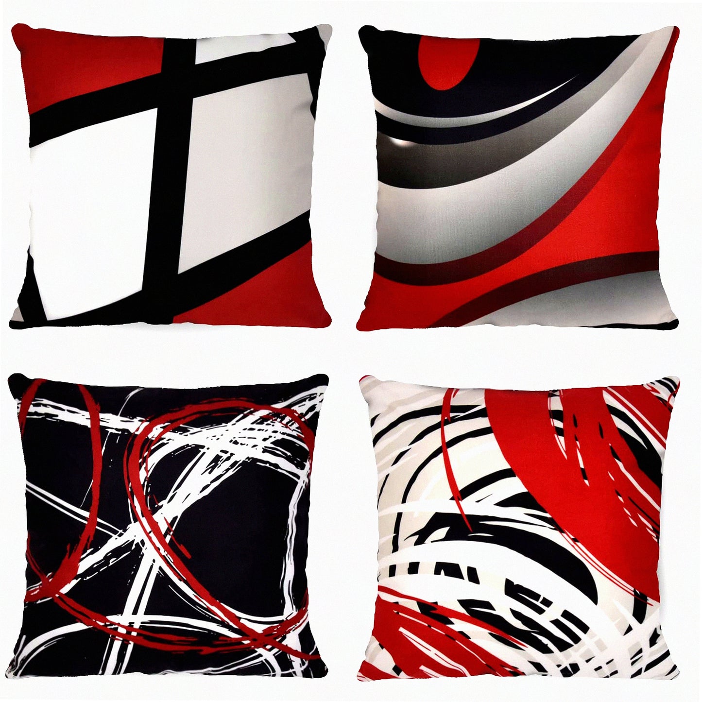 Geometric Gray Accent Pillow Set - Modern Abstract White Decorative Throw Pillow Covers 18x18 inch Square - Farmhouse Living Room Sofa Couch Outdoor