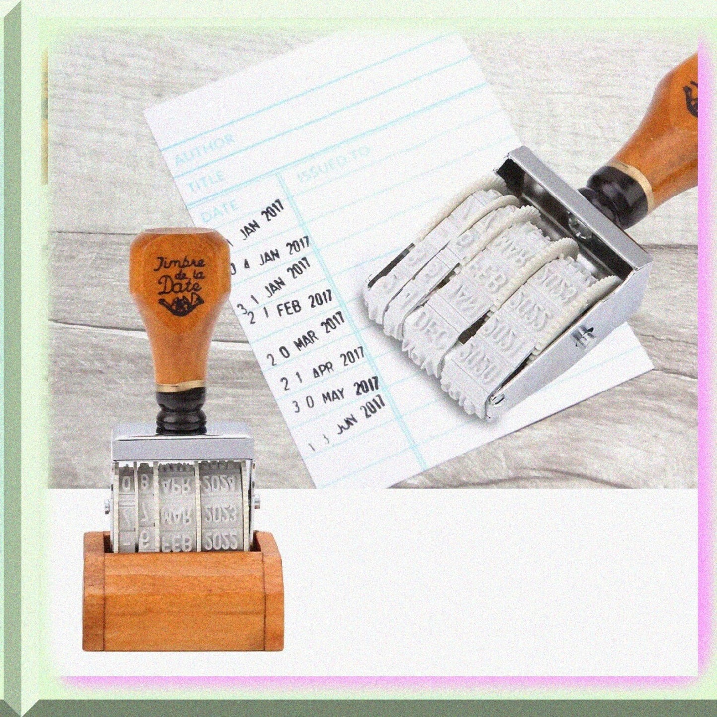 Retro Wooden Roller Date Stamp 2017-2028