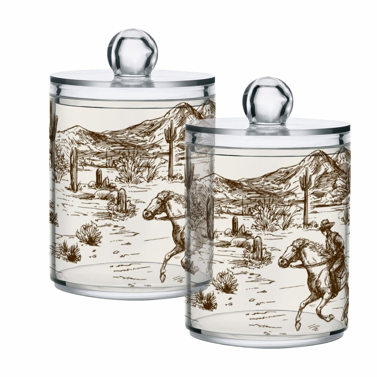 2 Pack Clear Plastic Cotton Swab and Ball Dispenser Jars