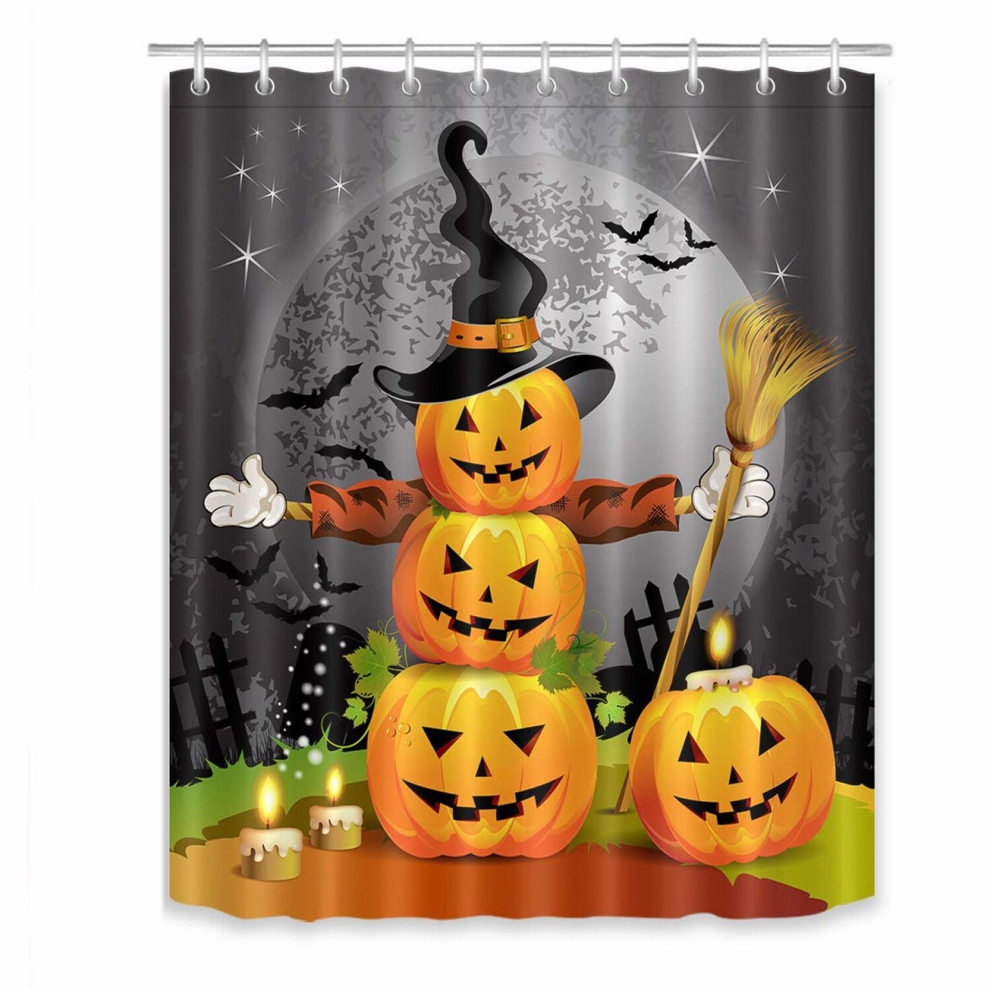 Pumpkins Shower Curtain Set with Hooks, 60x72 inch Waterproof Polyester