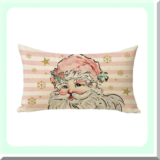 Winter Wonderland Lumbar Pillow Cover - Festive Xmas Stripes & Snowflakes Decor - Seasonal Farmhouse Cushion Case for Outdoor Home Decor - 12 x 20 Rectangular