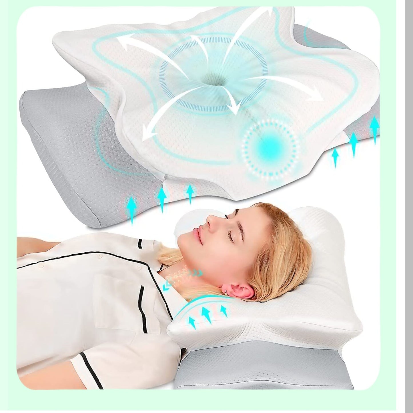 OrthoRelax Memory Foam Neck Support Pillow - Contoured Ergonomic Design for Pain Relief, Odor-Free, Ideal for Side, Back, and Stomach Sleepers