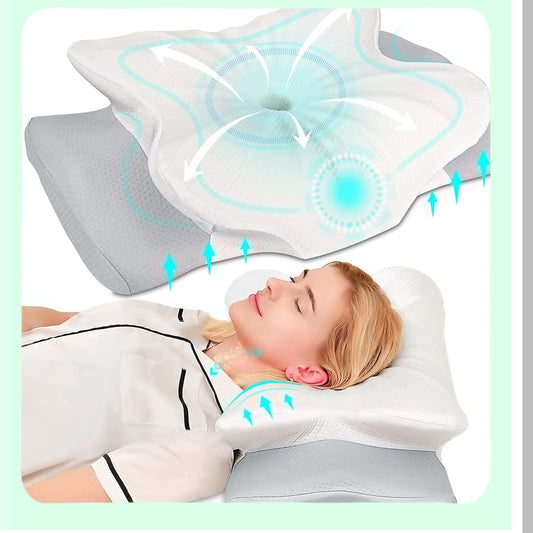 OrthoRelax Memory Foam Neck Support Pillow - Contoured Ergonomic Design for Pain Relief, Odor-Free, Ideal for Side, Back, and Stomach Sleepers