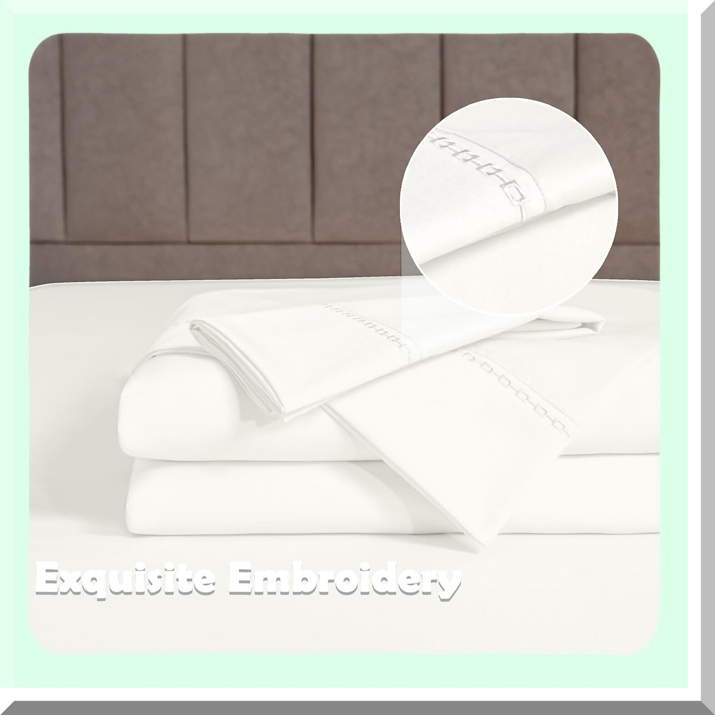 CoolBamboo Twin Bedding Set - Breathable Bamboo Polyester Sheets with Deep Pocket - Off White Twin Bed Sheets - Cooling Bedding Set for Twin Bed