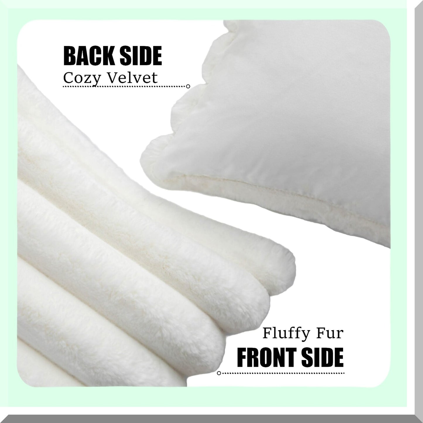 Velvet Stripe Cozy Pillow Covers - Set of 2, Soft Decorative Cushion Cases for Sofa Couch, Cream White 16x16 inch